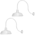 14in White Outdoor Gooseneck Barn Light Fixture for Vintage Style