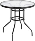 Round Patio Table with Umbrella Hole 32in - Compact Outdoor Dining