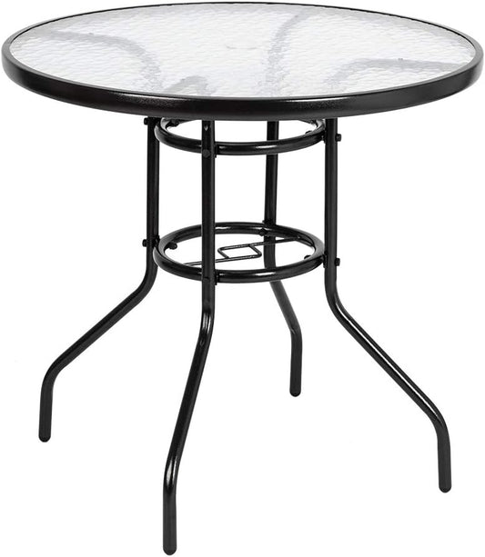 VINGLI Round Patio Table with Umbrella Hole for Outdoor Use