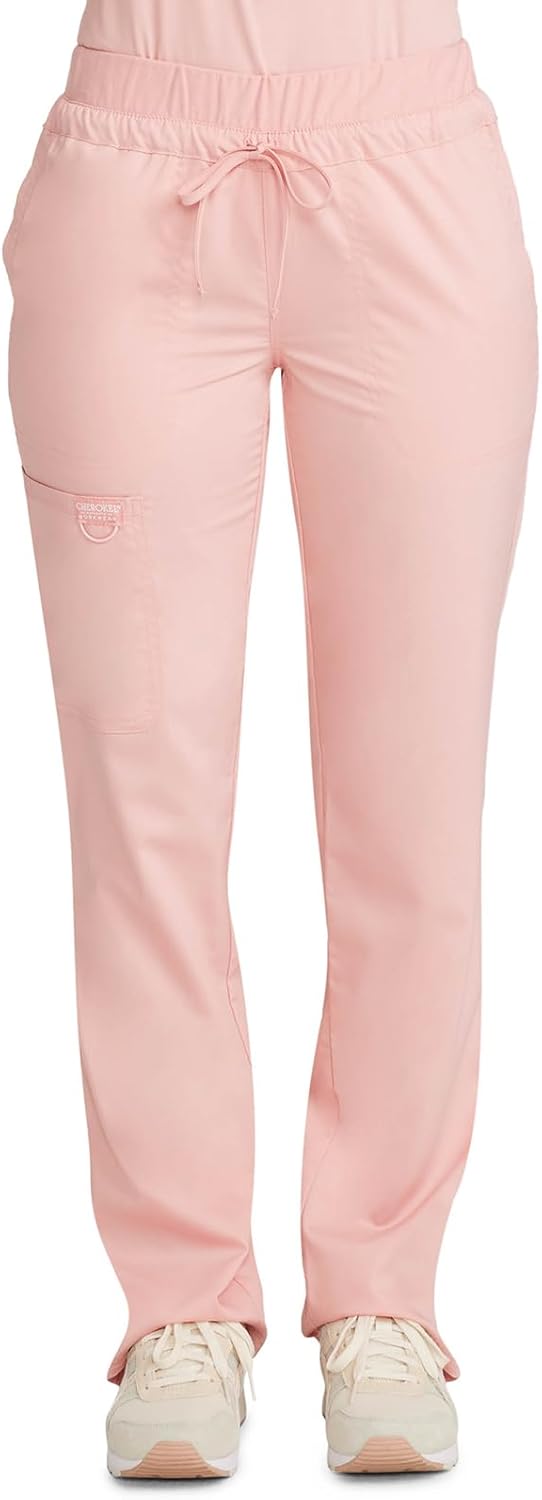 Cherokee Scrubs for Women Mid Rise Tapered Leg Pants with Pockets