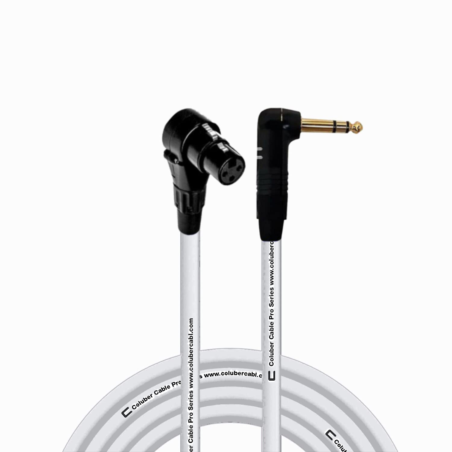 Right Angle XLR Female to 1/4 TRS Cable - 30 Feet White