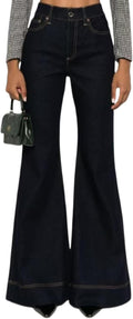 Ripped High Waisted Bell Bottom Jeans for Women - Classic Flared Denim
