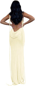 Womens Summer Backless Bodycon Dress Halter Cowl Neck (Style X8LY)