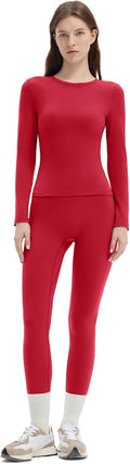 SUUKSESS Women 2 Piece Workout Set Tummy Control Legging Long Sleeve 6
