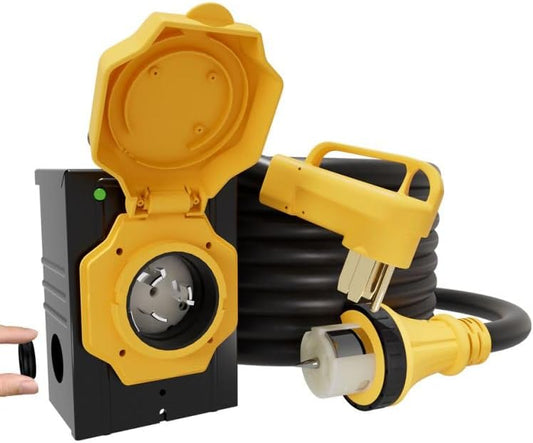 50AMP 15FT Generator Cord with Pre-drilled Power Inlet Box