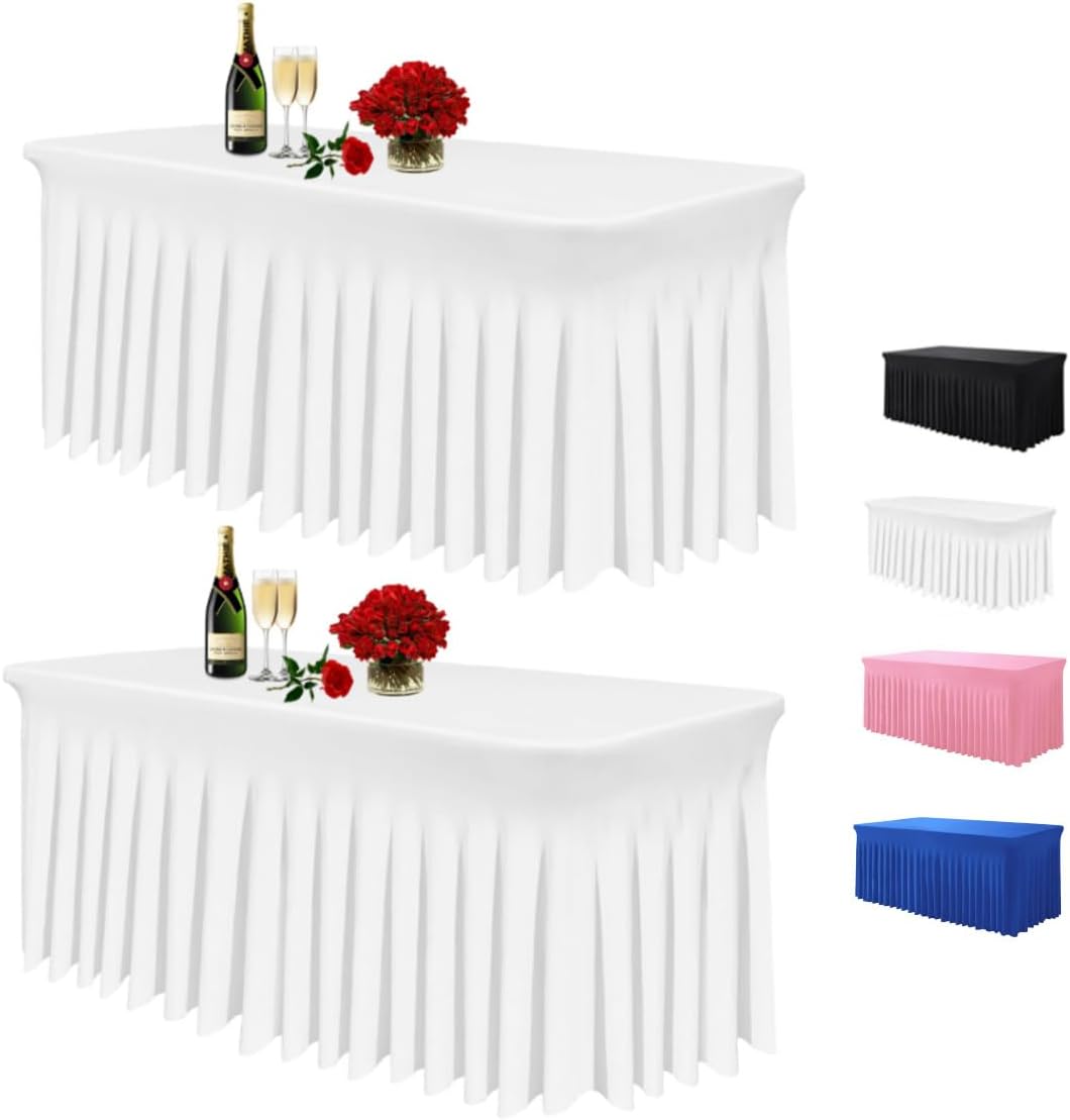 Spandex Table Skirts for 6ft Rectangle Tables - 2 Pack
