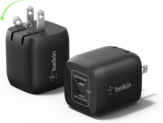 Belkin Dual USB C Charger Block 45W for Fast Charging Devices