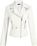 Tanming Womens Faux Leather Moto Biker Short Coat Jacket - Slim Fit