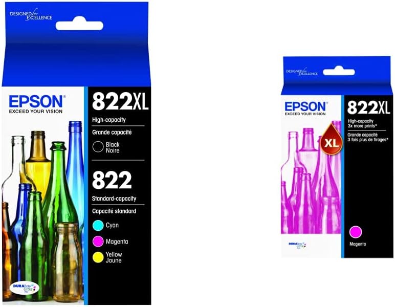EPSON 822 DURABrite Ultra Ink Cartridge Combo Pack for Quality Prints