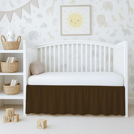 100% Egyptian Cotton Crib Skirt Dust Ruffle for Nursery Decor