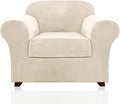 PrinceDeco Velvet Plush Chair Slipcover 2 Piece - Soft Stretch Fit