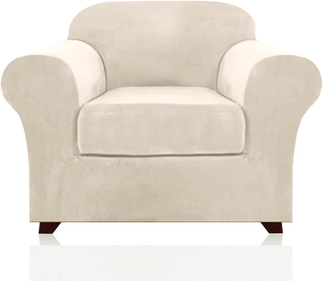 PrinceDeco Velvet Plush Couch Cover for Armchairs Up to 49 in
