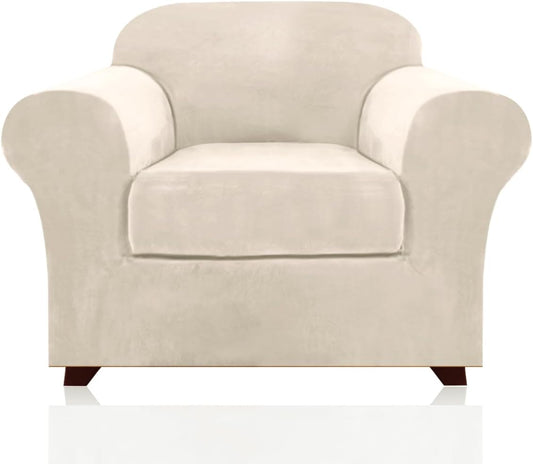 PrinceDeco Velvet Plush Couch Cover for Armchairs Up to 49 in