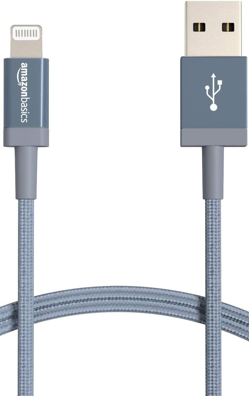 Basics MFi Certified Lightning Cable, 6ft Nylon Cord - Dark Gray