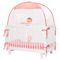 Secure Baby Sleep: Pink Crib Tent Safeguards with Pop-Up Design