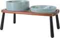 Elevated Dog Bowls Set with Slow Feeder and Bamboo Stand