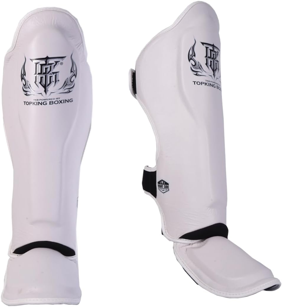 Top King New Pro Leather Shin Guards for Muay Thai Training