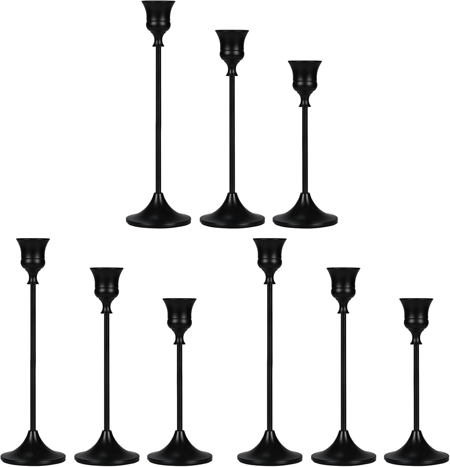 Candlestick Holders Black Set of 9 for Elegant Home Decor