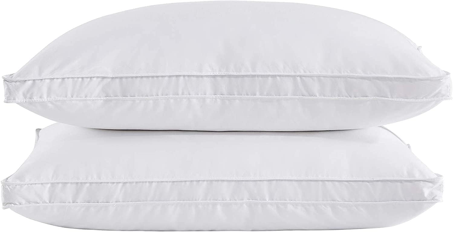 Goose Feather Down Pillows for Sleeping, Soft Gusseted Design