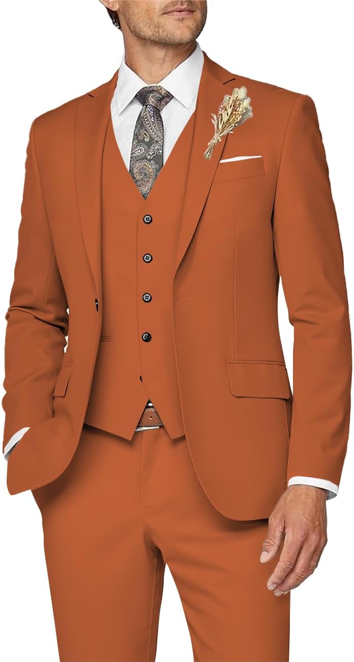 Wangyue Mens Suit 3 Piece Slim Fit for Weddings and Business