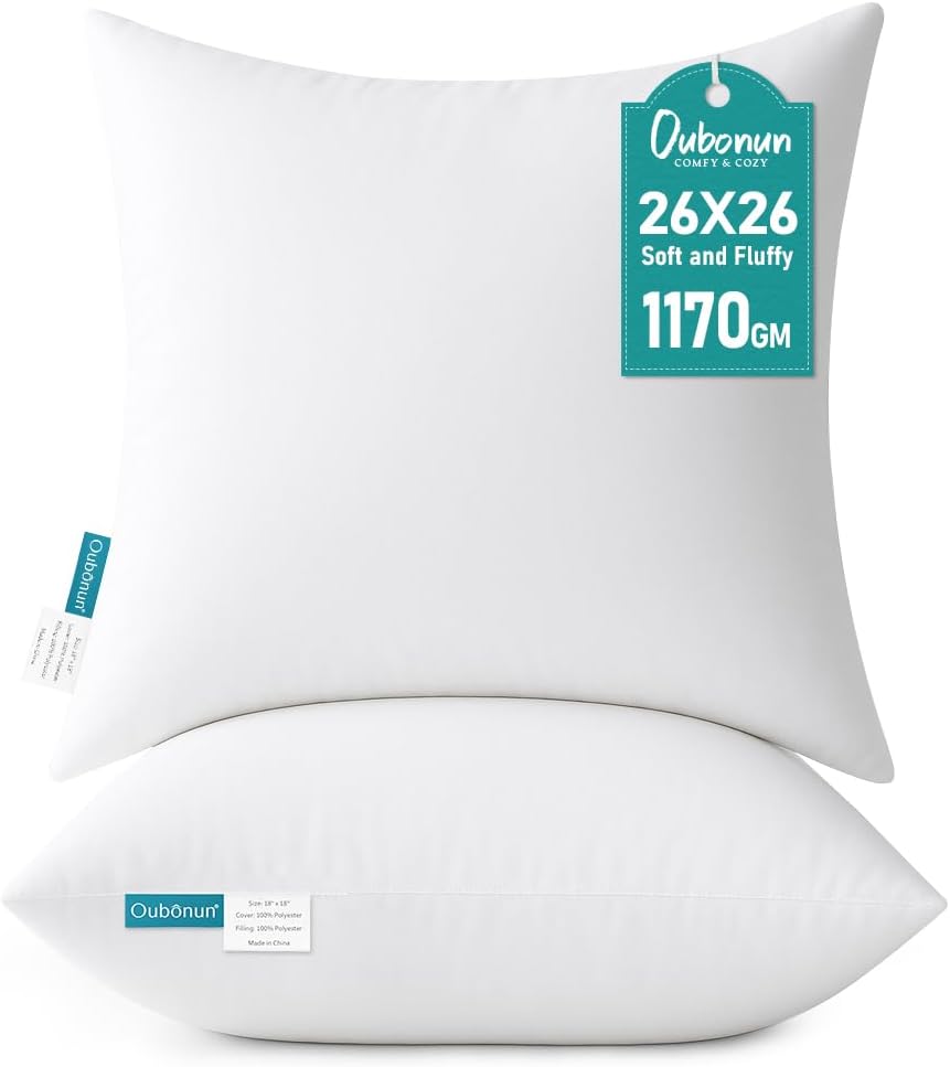 26 x 26 Euro Pillow Inserts - Soft Plush Decorative Cushions