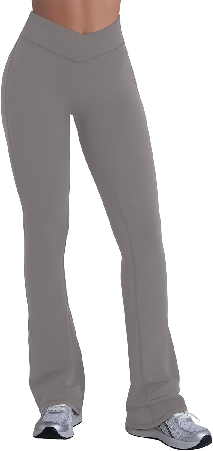 Sunzel No Front Seam Crossover Flare Leggings for Women