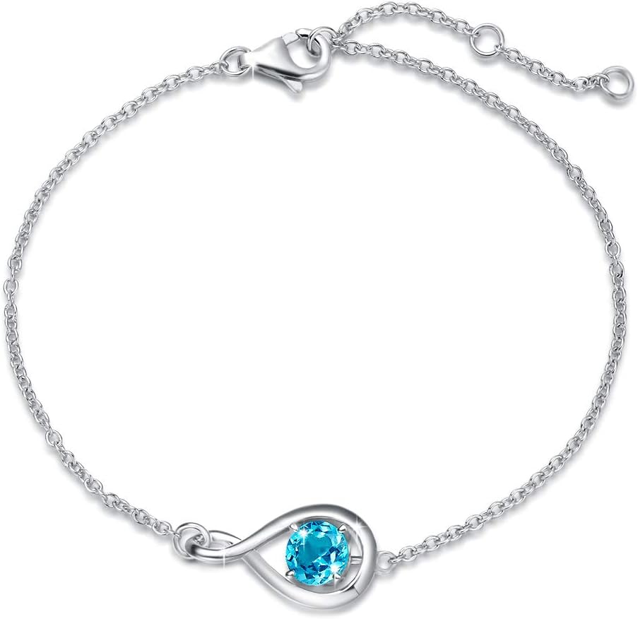 FANCIME Love Bracelet 925 Sterling Silver Infinity Birthstone Gift