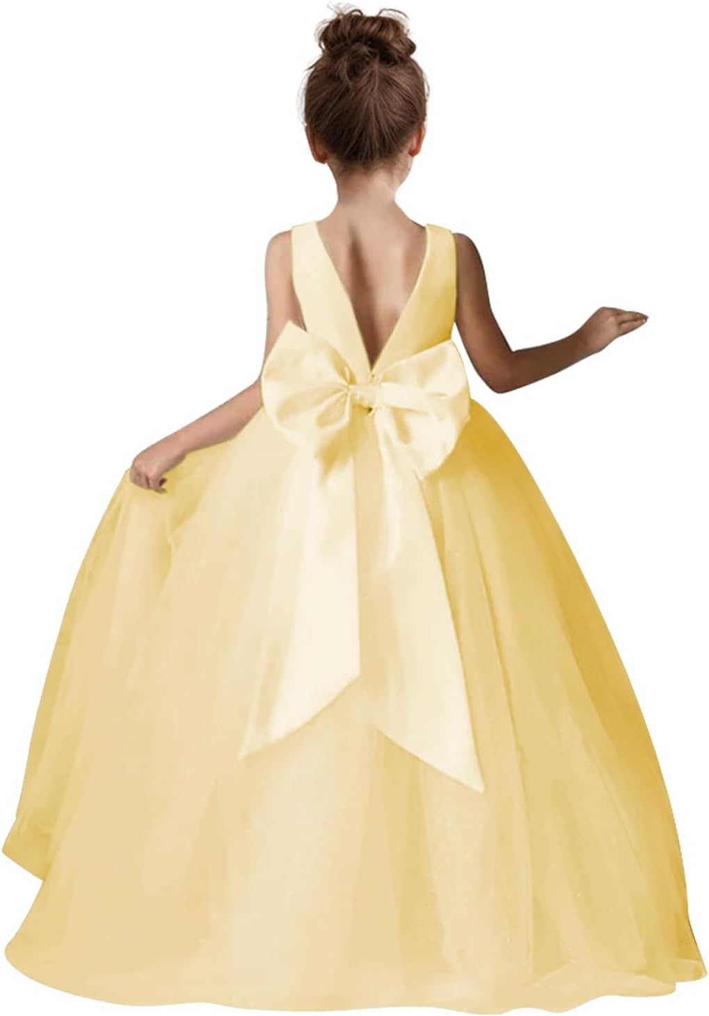 Elegant Flower Girls Dress for Wedding with Bow-Knot Design