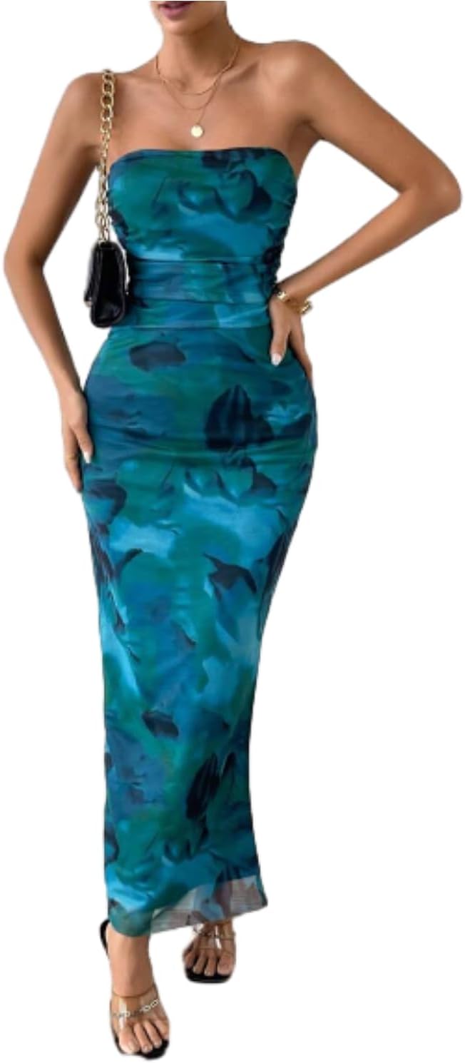 LIGHT DOT Women's Summer Dress Strapless Bodycon Maxi Style