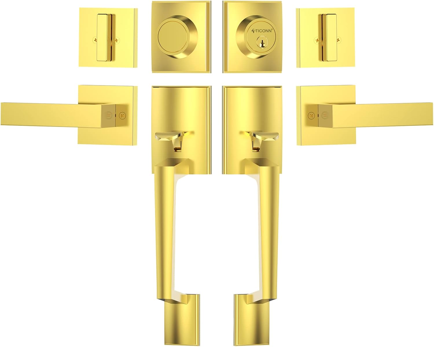 TICONN Double Front Door Handle Set with Deadbolt Combo for Security