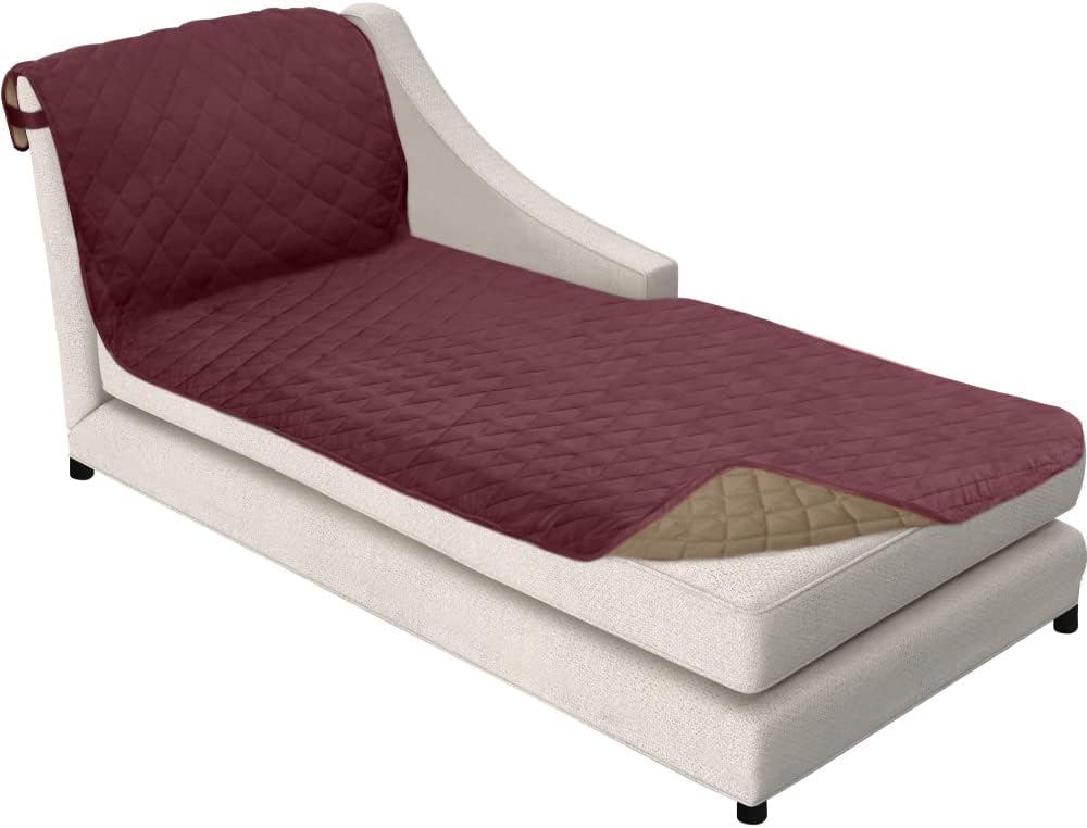 Sofa Shield Chaise Slip Cover for Pets, Stain Resistant, Burgundy