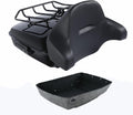 Vivid Black 10.7ft' Chopped Tour Luggage Trunk Backrest for Harley