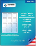Premium Label Supply Glossy White 2 in Square Labels - Inkjet