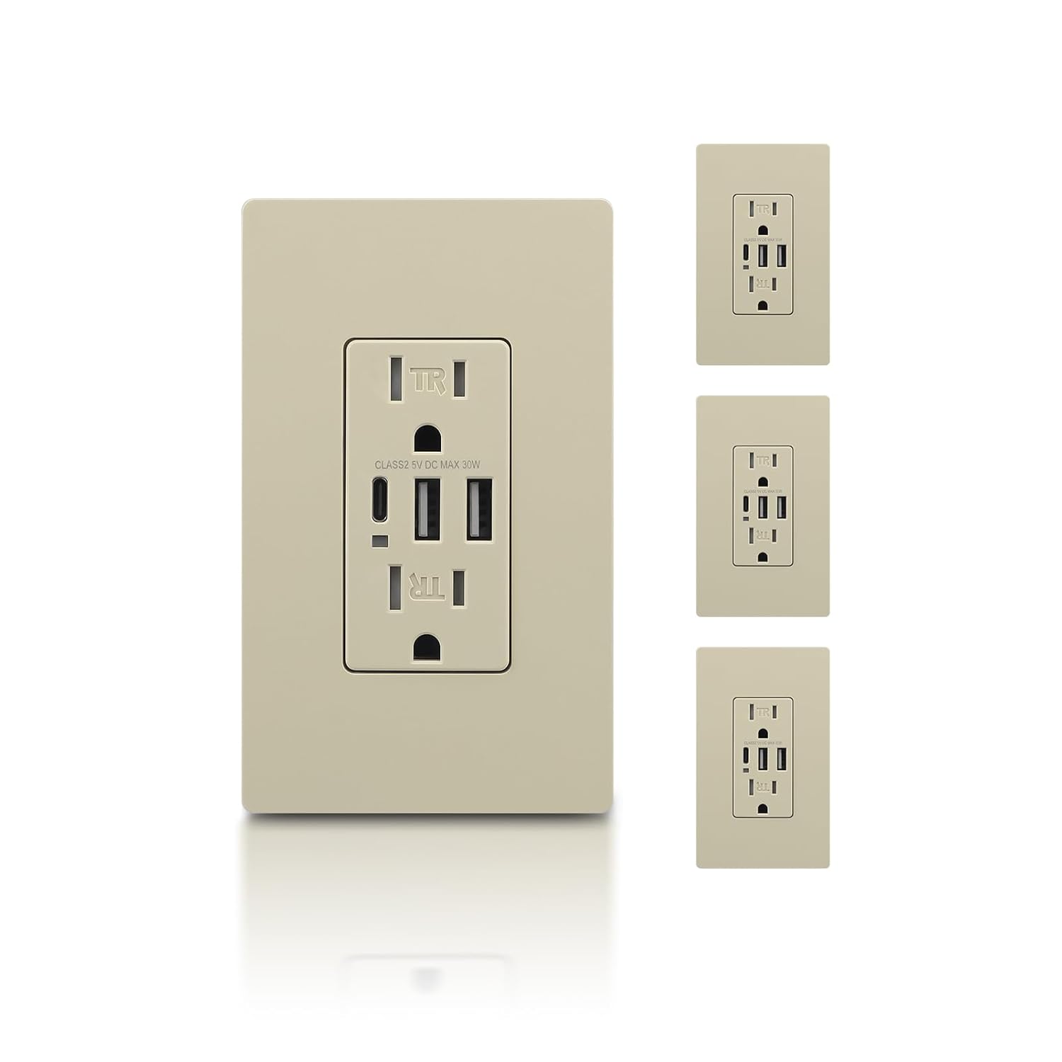 4 Pack USB Receptacle with 3 Ports for Fast Charging Needs