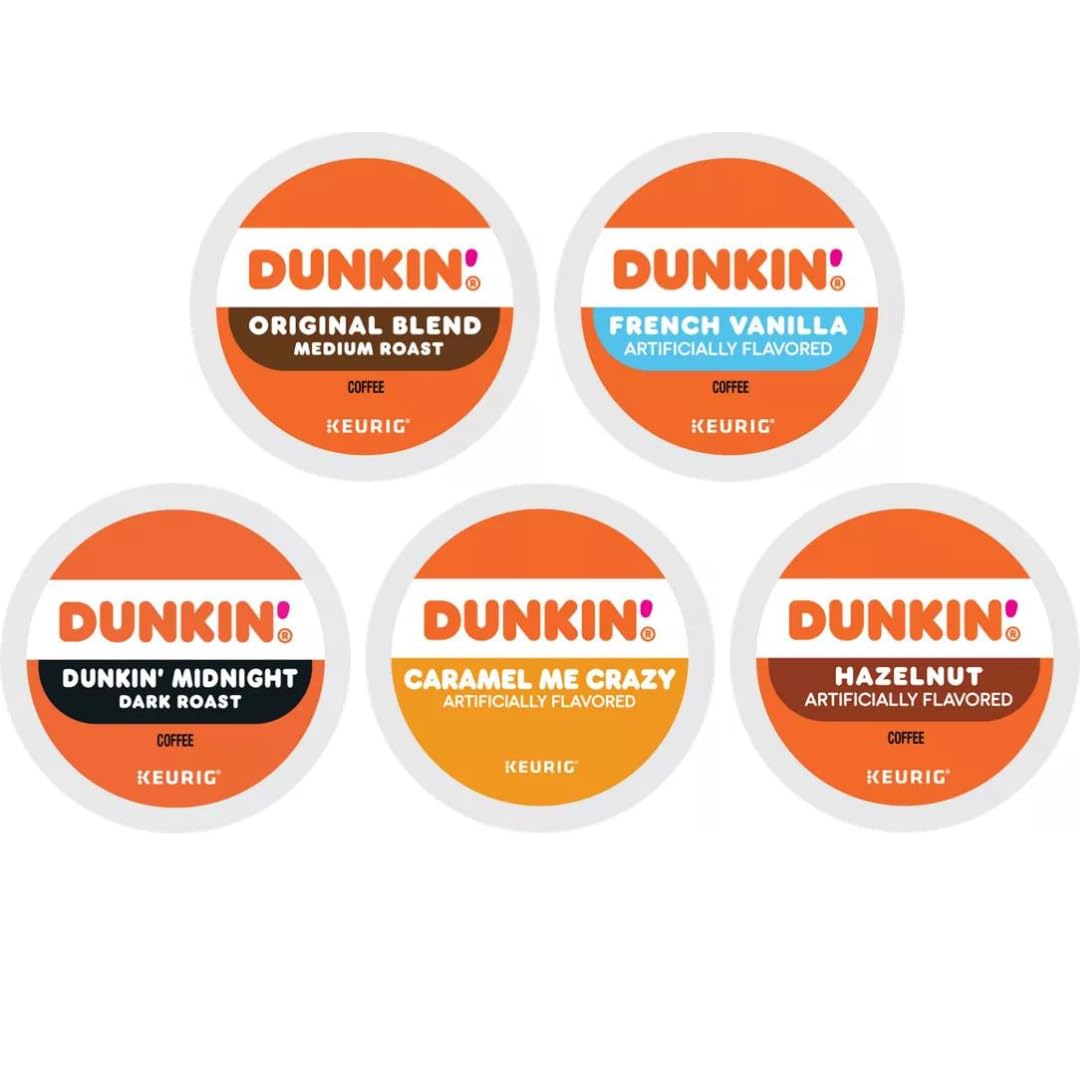Dunkin Donuts K-Cups Sampler Pack for Keurig - 5 Flavors!