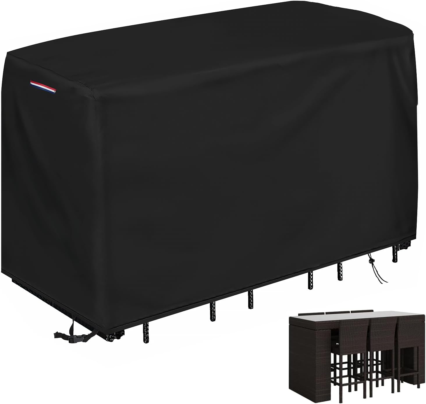 Heavy Duty Waterproof Outdoor Bar Height Dining Set Cover