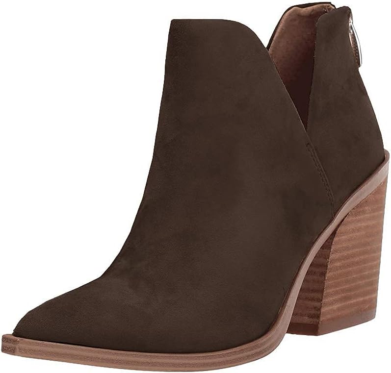 Kathemoi Womens Slip on Ankle Boots with V Cutout Design