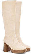 Coutgo Womens Platform Knee High Boots - Chunky Block Heels