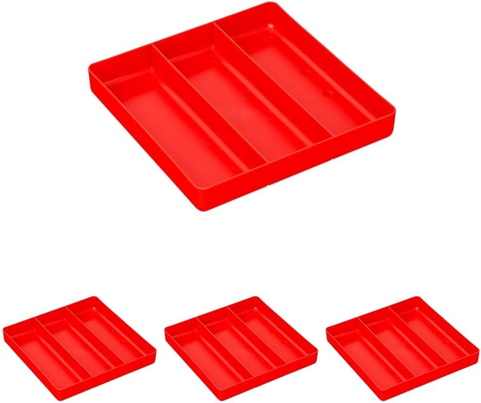 ERNST Tool Garage Organizer Tray with 3 Compartments - Red