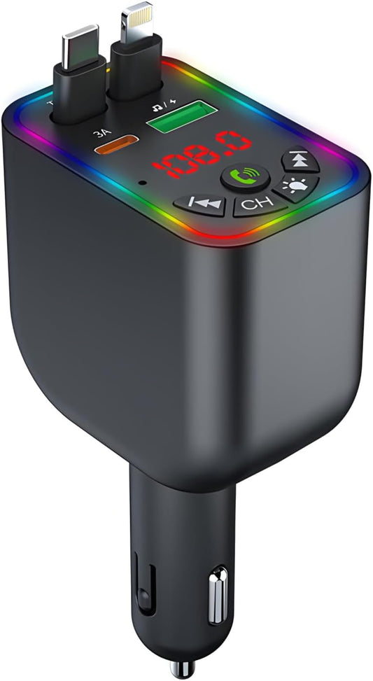 120W Fast Car Charger + Bluetooth FM Transmitter