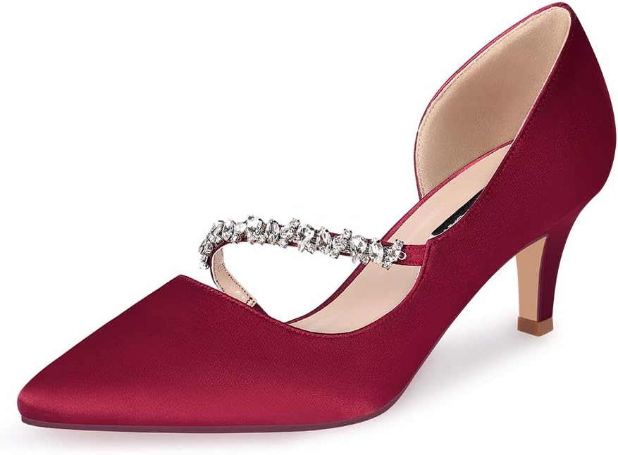 ERIJUNOR Women Mid Kitten Heels Closed Pointy Toe DOrsay Pumps
