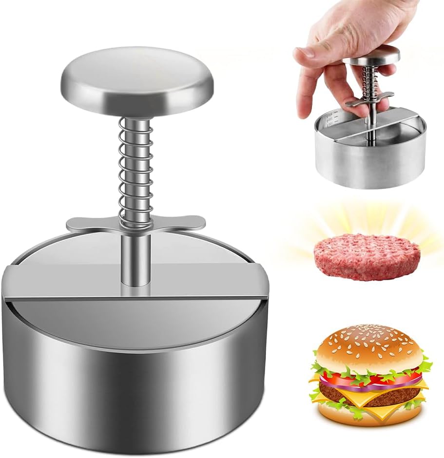 Non-Stick Stainless Steel Burger Press - Perfect Patties Every Time!