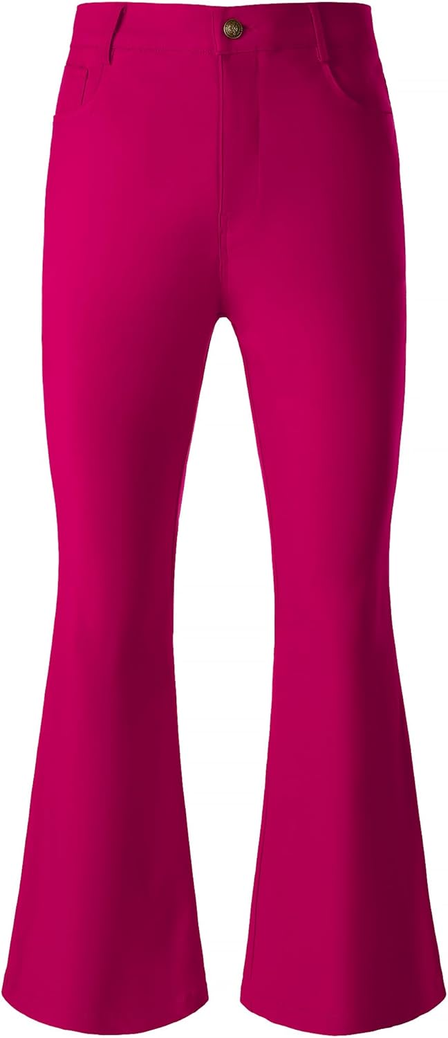 JOGAL Mens Bell Bottom Pants for 70s Disco and Retro Style