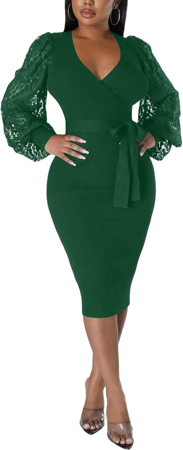 BOGURST Semi Formal Church Dresses for Women with Bishop Sleeves