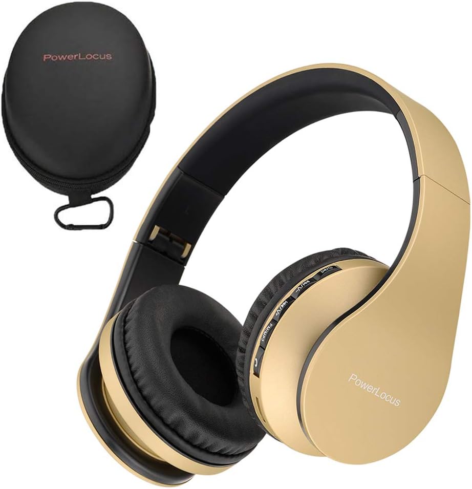Foldable Bluetooth Headphones, Built-in Microphone - Gold