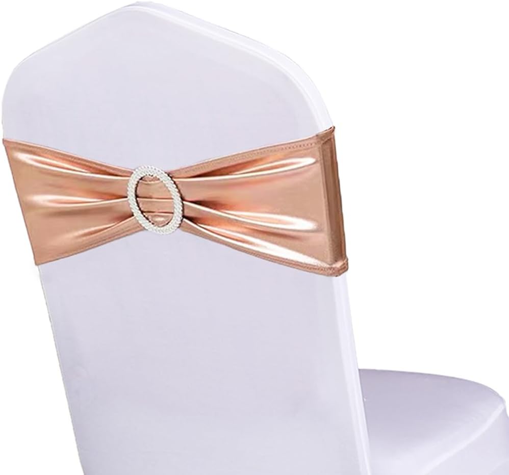 Pack of 50 Spandex Rose Gold Chair Sashes for Events Decor