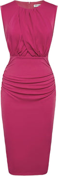 Ruched Bodycon Midi Cocktail Dress - Flattering Twist Front Fit