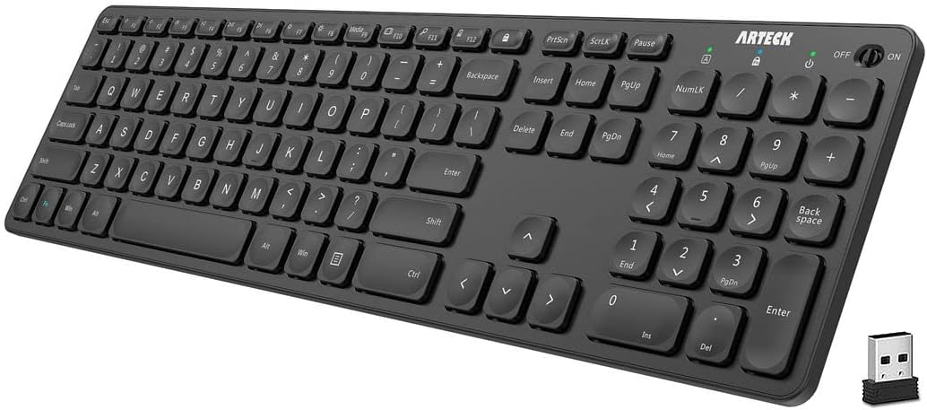 Arteck Ultra Slim Wireless Keyboard - Numeric Keypad, Media Hotkey