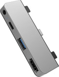 iPad Pro USB C Hub Silver - Form-Fitting 4-in-1 Docking Station