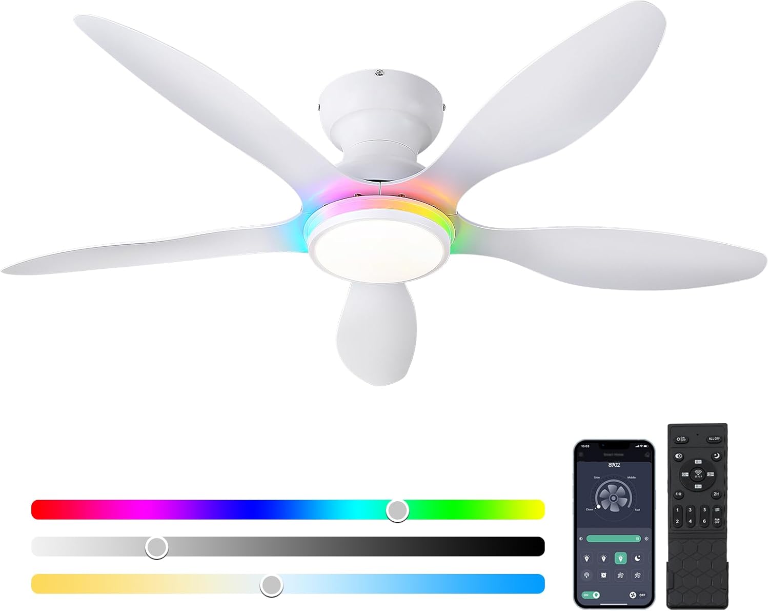 Modern 46 inch Ceiling Fan with Lights and Remote Control